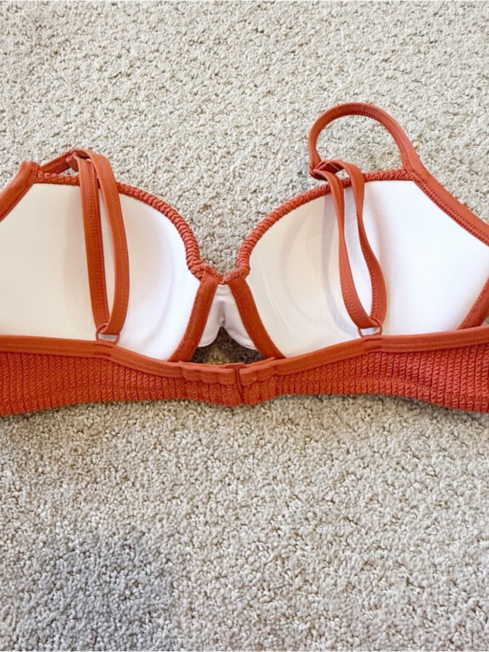 Victorias Secret Pink Burnt Orange Bikini Top Sz L VS Swimsuit Padded Underwire - Picture 5 of 8
